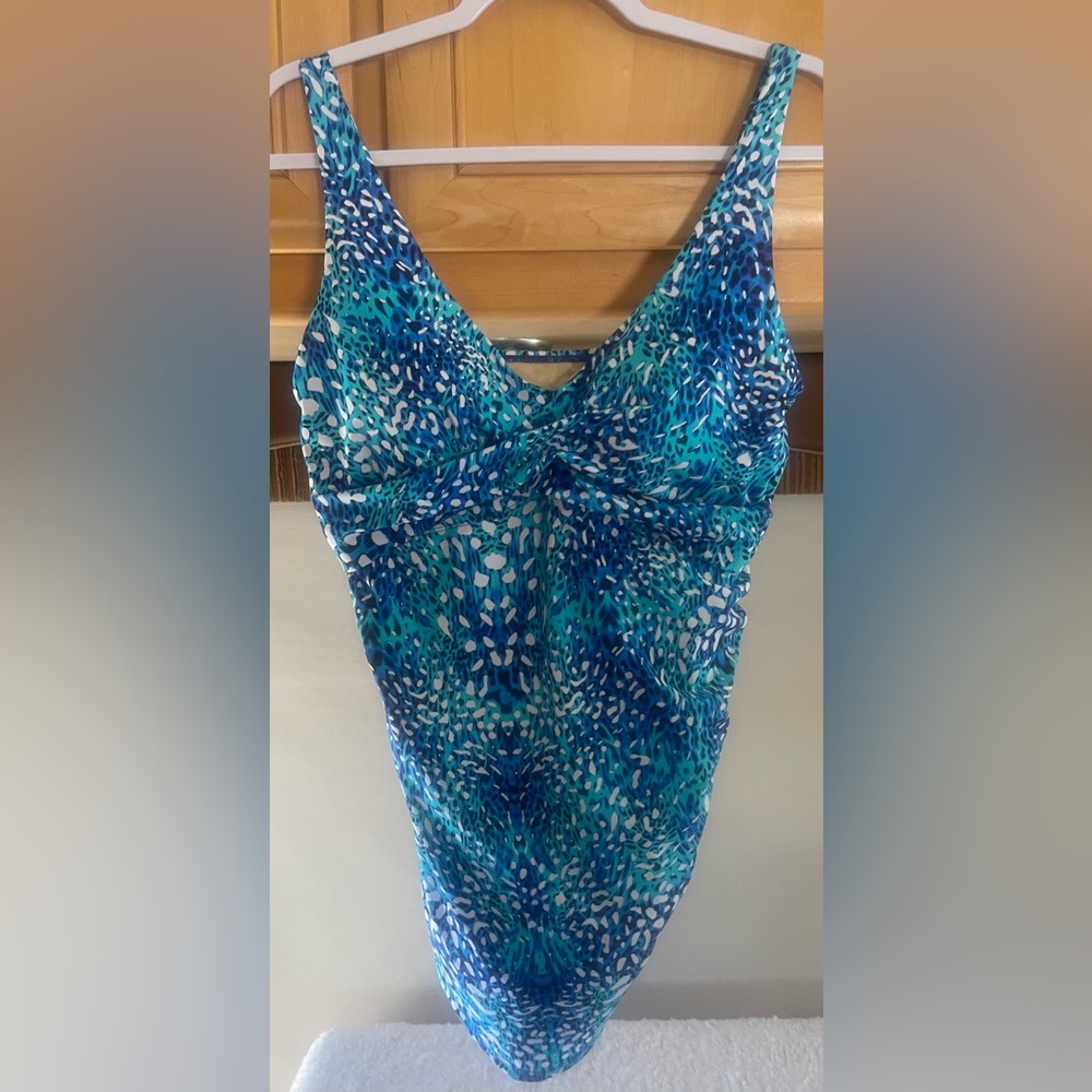 Swimsuits For All Blue Ruched Tank Top Swimwear